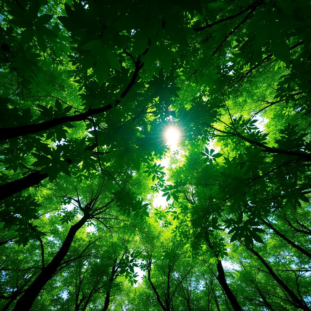 Sunlight through a green forest canopy — the environmental impact of plant-based shopping with VeggieOS